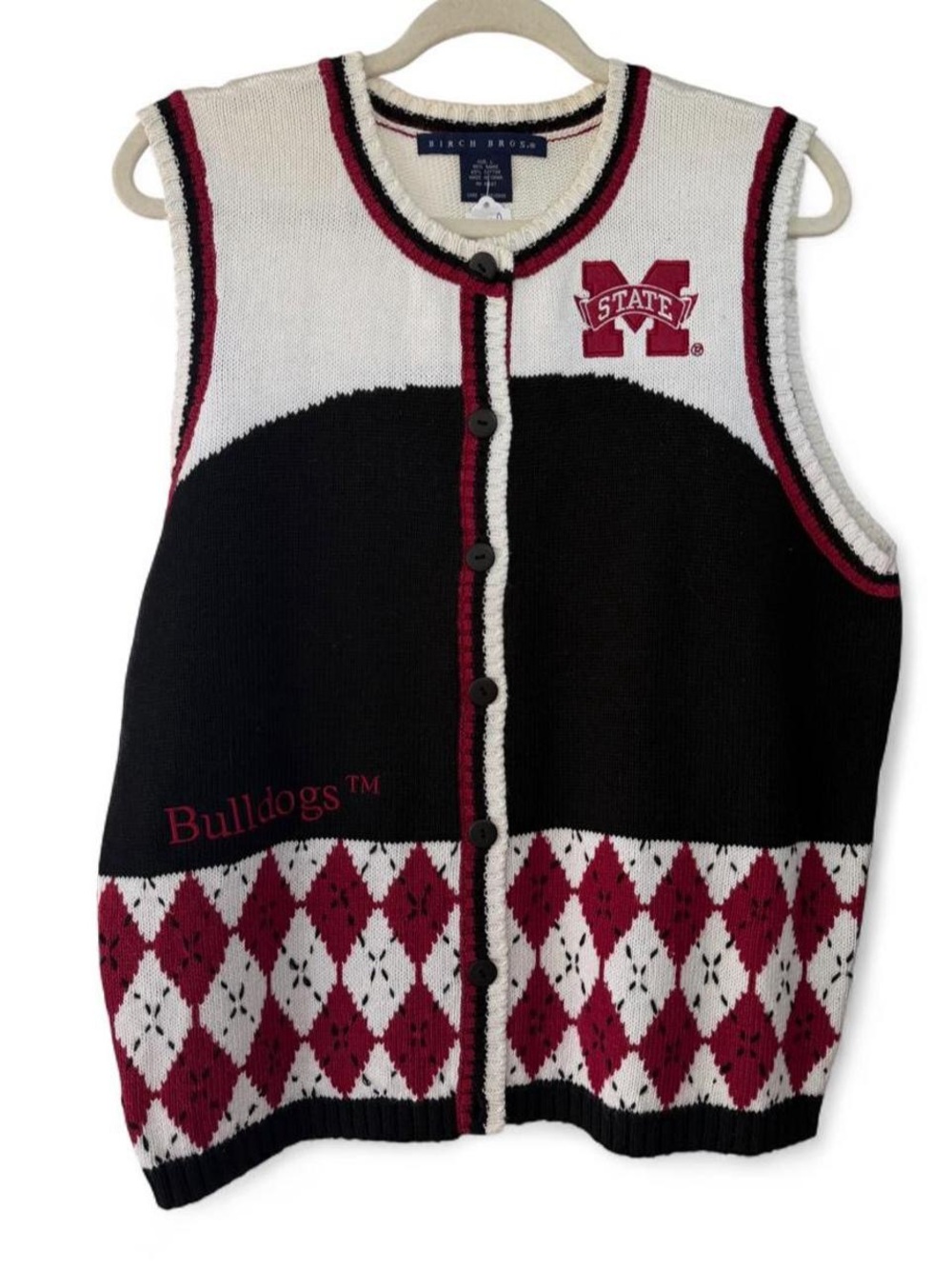 Vintage Mississippi State University Bulldogs Sweater Vest size Large